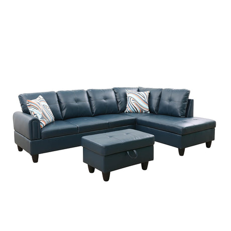 3 Piece L Shape Sectional Sofa Set, Upholstered Corner Couch