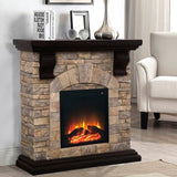 40 in.Freeing Electric Fireplace with Stone Mantel - L X D X H(Inch):40 * 12 * 39.2 Brown