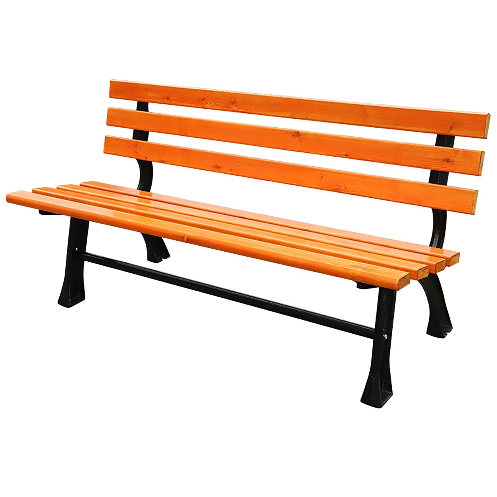 Park Bench Garden Bench, Patio Furniture Bench with Antiseptic Wood and Cast Aluminum