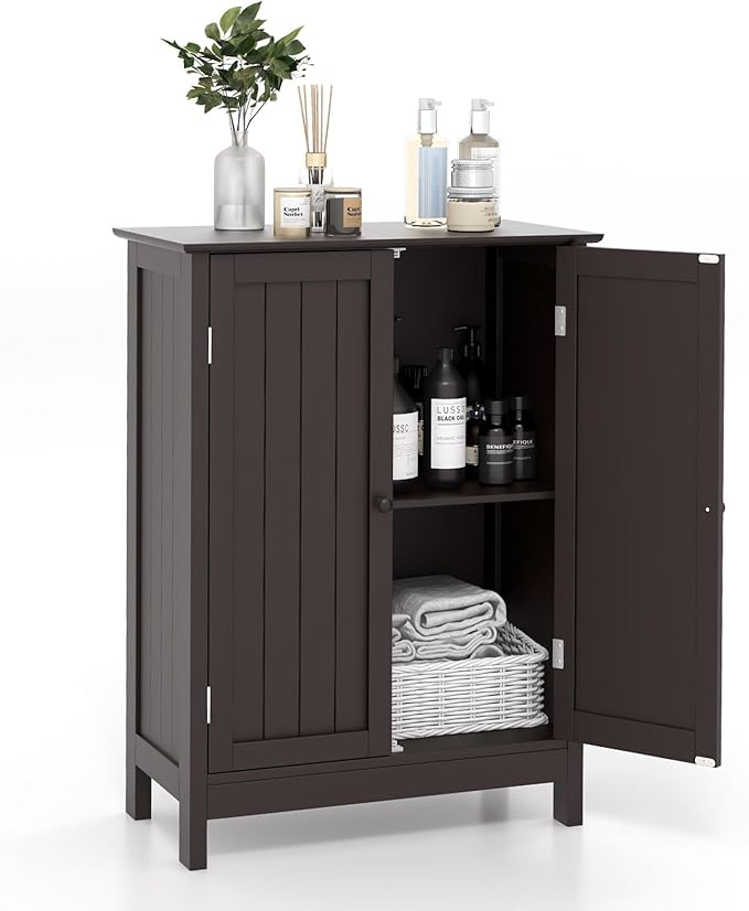 Bathroom Storage Cabinet, Freestanding Bathroom Storage Organizer with Doors