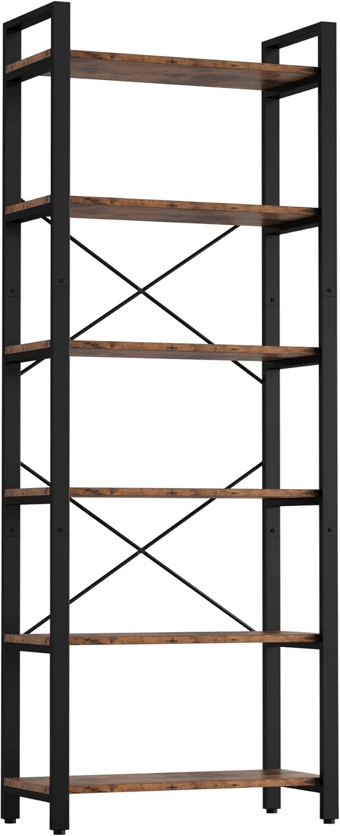 Bookshelf 6-Tier Ladder Shelf 110lbs Display Shelf Vintage Industrial Style Bookcase for Home Office, Living Room