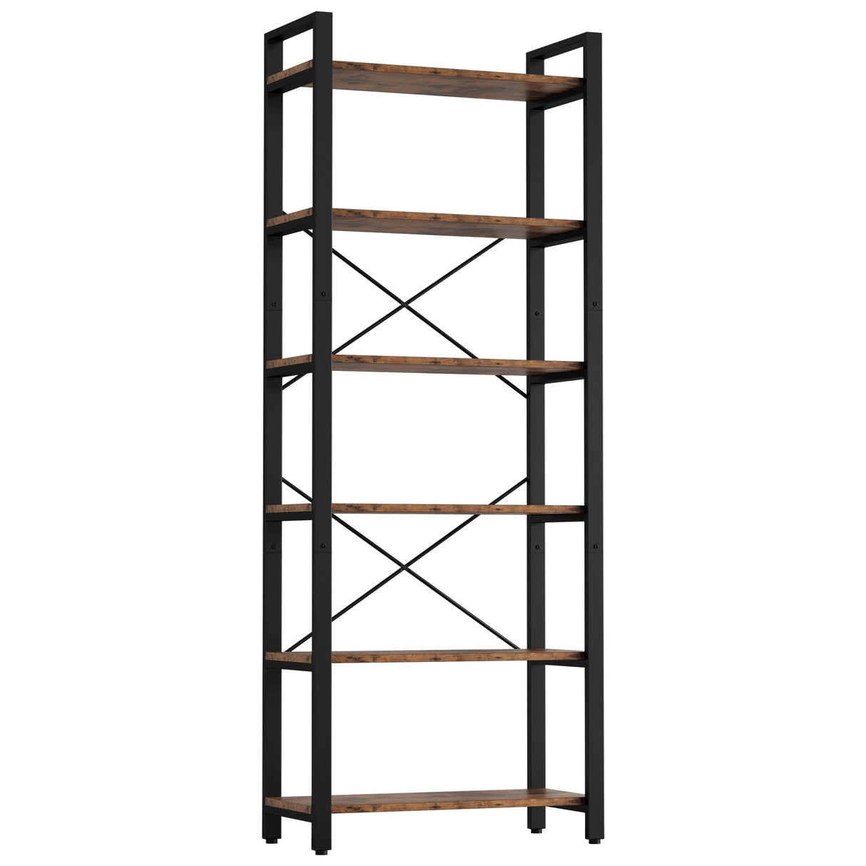 Bookshelf 6-Tier Ladder Shelf 110lbs Display Shelf Vintage Industrial Style Bookcase for Home Office, Living Room