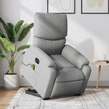 Stand Up Massage Recliner-Light Gray Fabric Chair with Power Lift & Vibration Massage, Adjustable Backrest for Living Room