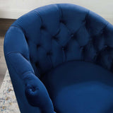 Tufted Button Performance Velvet Accent Living Room Chair in Navy