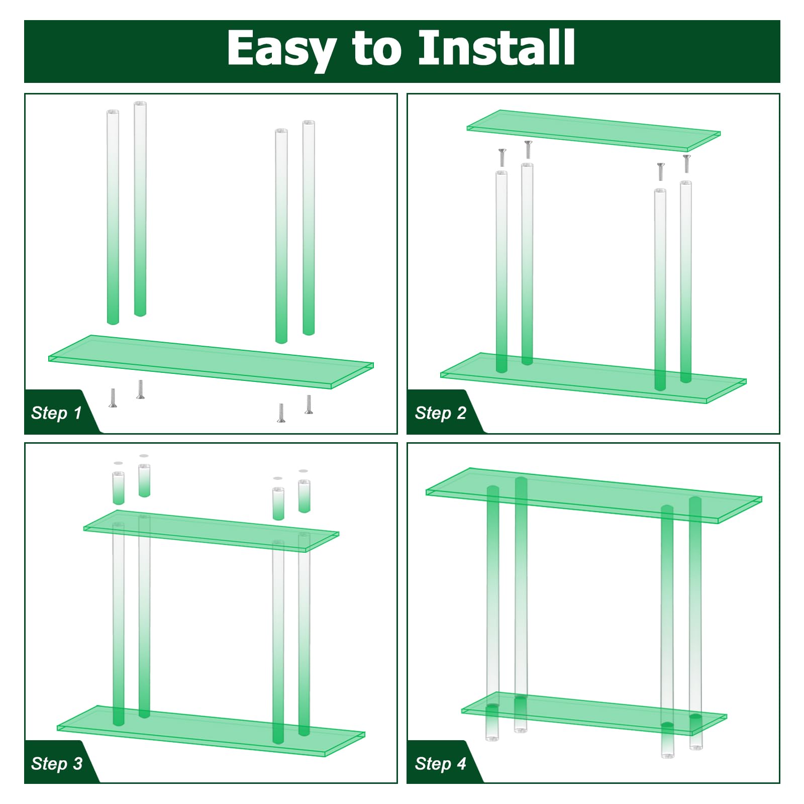 Acrylic Console Table 39.4" W x 31.5" H - Clear Narrow Entryway Table