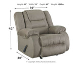 McCade Contemporary Manual Pull Tab Rocker Recliner, Gray