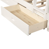 MERITLINE Bunk Bed Twin Over Full Wood Bunk Beds Frame with Storage Drawers, White