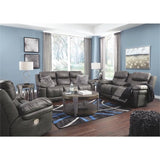 Erlangen Faux Leather Adjustable Power Reclining Sofa with USB Charging, Gray