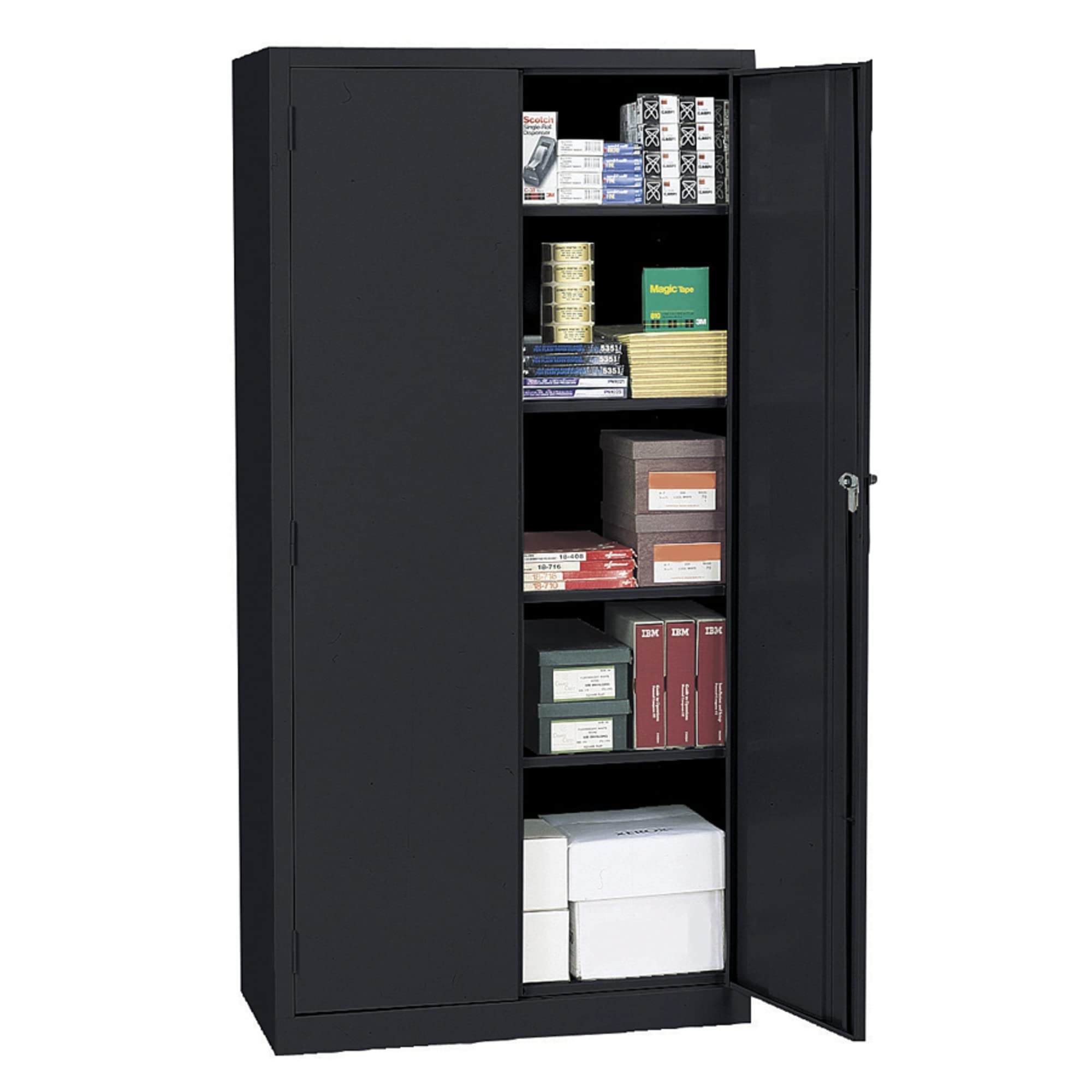 36" W Steel 5-Shelf Cabinet, Black