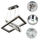 Modern Chandelier, Rectangular 2 Rings Crystal Pendant Chandeliers LED Pendant Ceiling