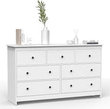 Dresser for Bedroom, 55" Long Dresser, Beige Dresser with Deep Drawer and Metal Hand