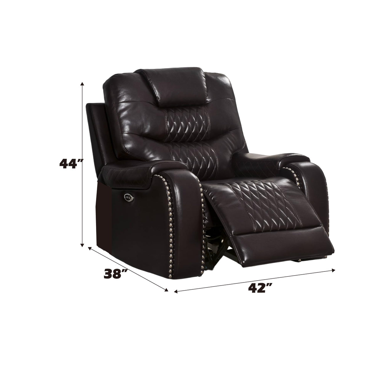 Faux Leather Tufted Power Motion Recliner in Brown