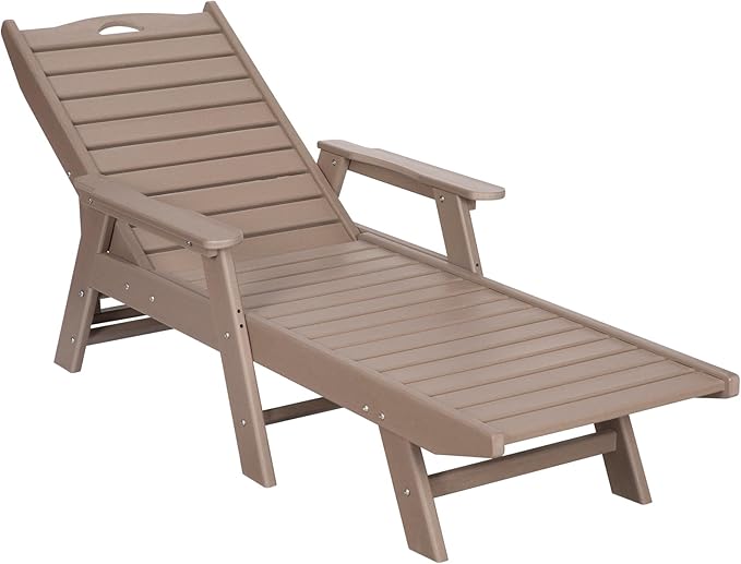 Outdoor Chaise Lounge Chair Set of 2 with Wheels & Cup Holder