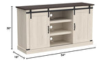 TV Stand with Storage Cabinet, Sliding Barn Doors, and Adjustable Shelves,