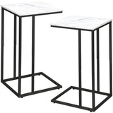 C Shaped Side Table Set of 2, Marble End Table for Sofa and Bed,