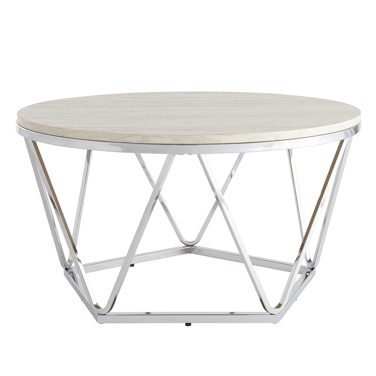 Luna cocktail table, Silver, faux travertine