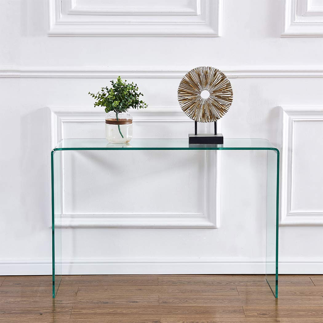 Clear Glass Console Table - Narrow Entryway & Sofa Table