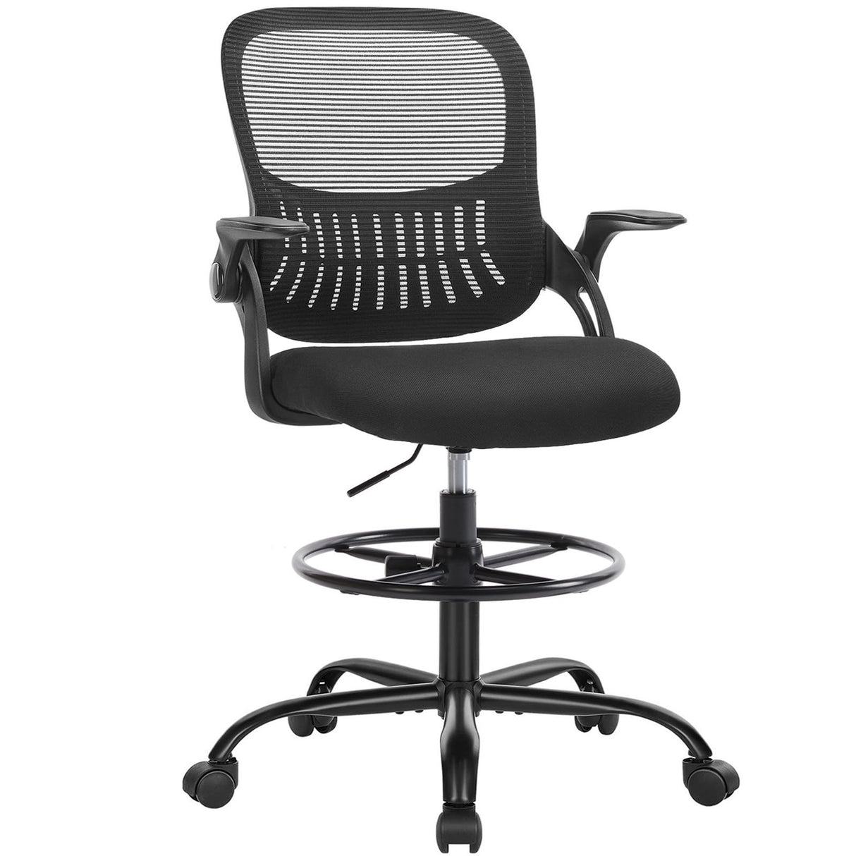 Drafting Chair, Tall Office Chair Tall Standing Desk Chair Counter Height Adjustable Office Chair with Flip-up Arms