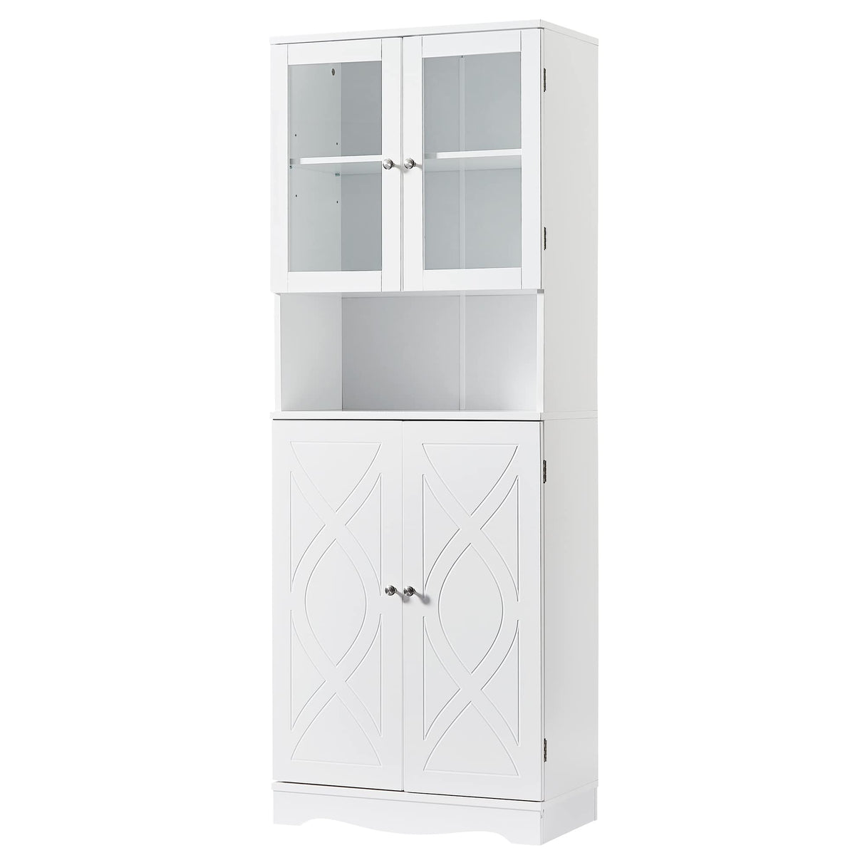 Kitchen Pantry Cabinet, 64" Freestanding Buffet Cupboards Sideboard with Glass Doors