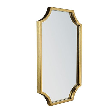 Brass Framed Vanity Mirror - Elegant 30" x 40" Scalloped Mirror Design - Luxurious Wall Bathroom Mirror for Safe