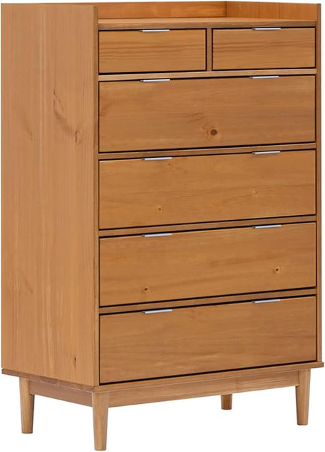 Blythe Mid-Century Modern Tray-Top Solid Wood 6-Drawer Dresser