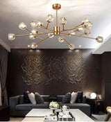 Chandelier Chrome 18-Light Crystal Pendant 43" LED Ceiling Light Pendant, Cut Crystal