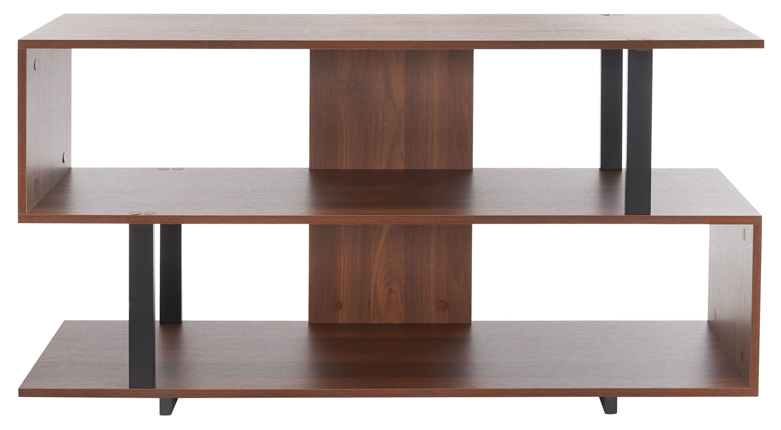 Mid-Century Modern TV Stand for 55" Flatscreen – Walnut & Black Entertainment Console