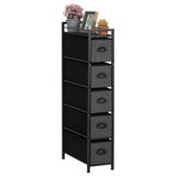 HAITRAL 5 Drawers Narrow Dresser, Fabric Storage Cabinet