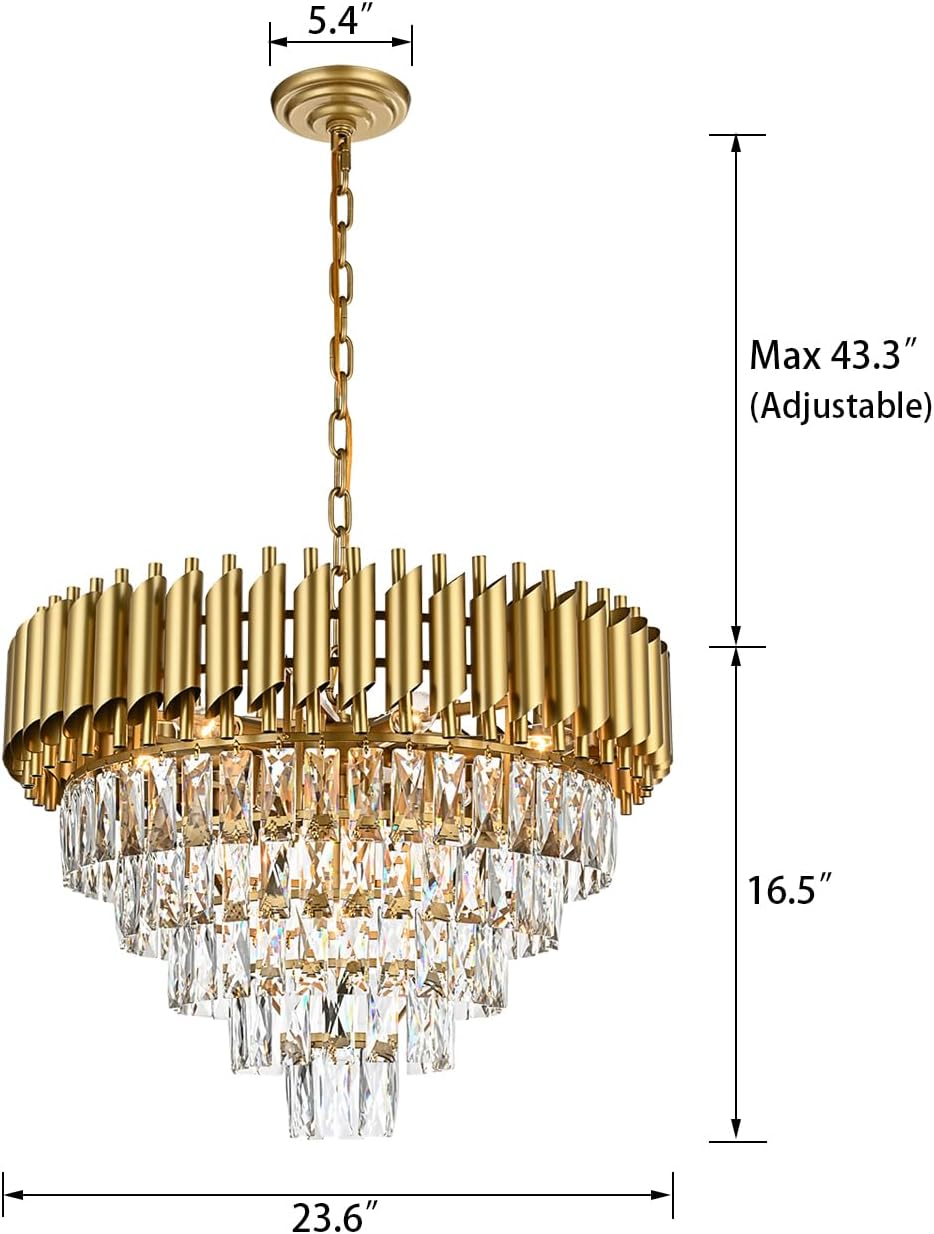 Light Modern Round Crystal Chandelier Lights, 5 Tiers Luxury Pendant Ceiling Light