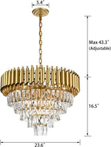 Light Modern Round Crystal Chandelier Lights, 5 Tiers Luxury Pendant Ceiling Light