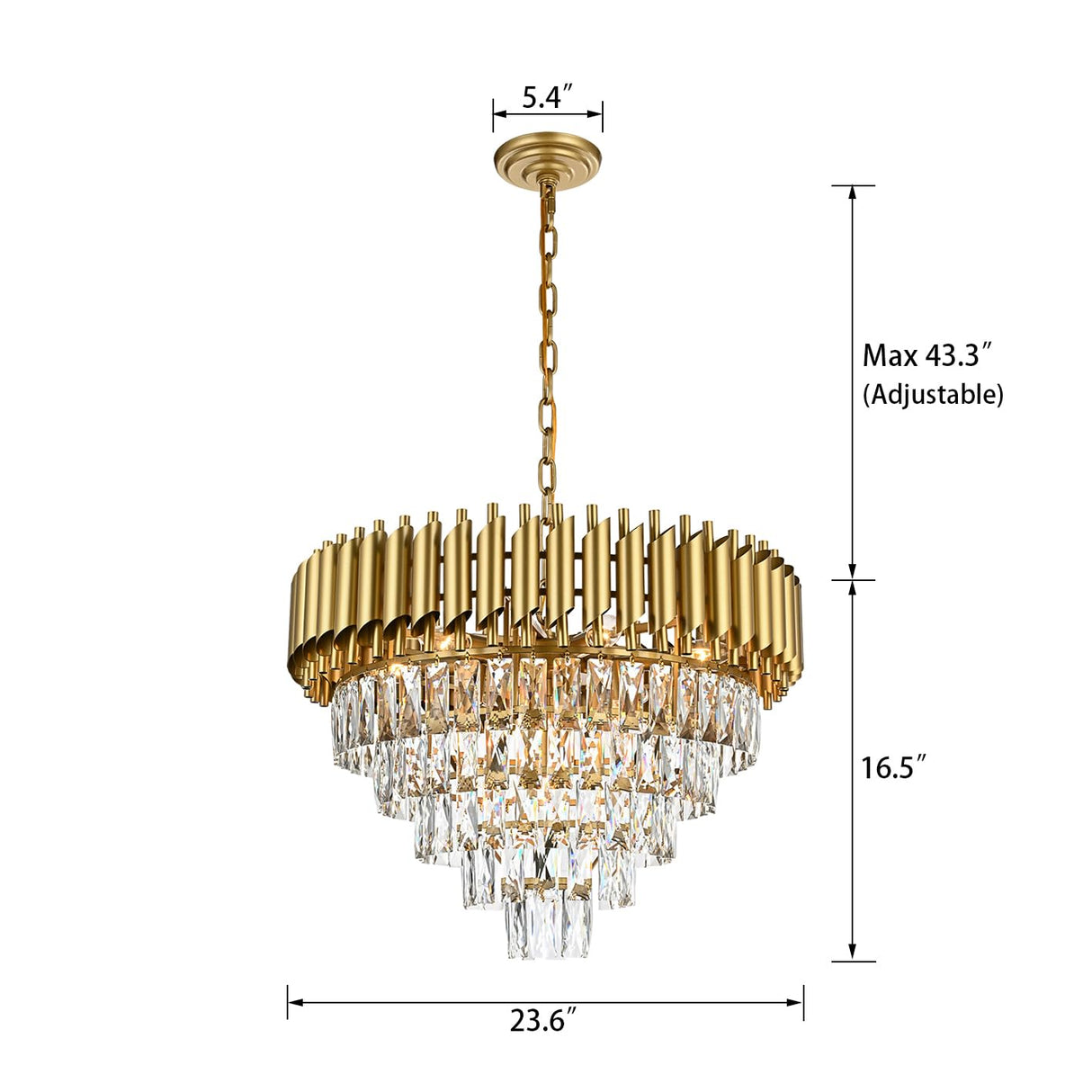 Light Modern Round Crystal Chandelier Lights, 5 Tiers Luxury Pendant Ceiling Light