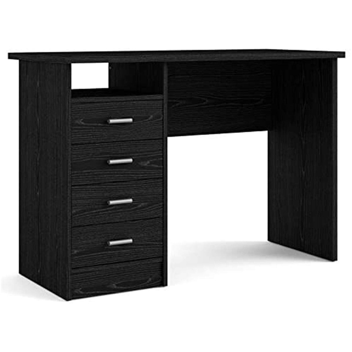 Desk with 4 Drawers, Black Woodgrain