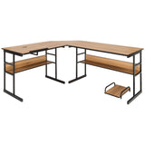 VersaLuxe L-Shaped Drafting & Computer Desk with Adjustable Shelves & CPU Stand