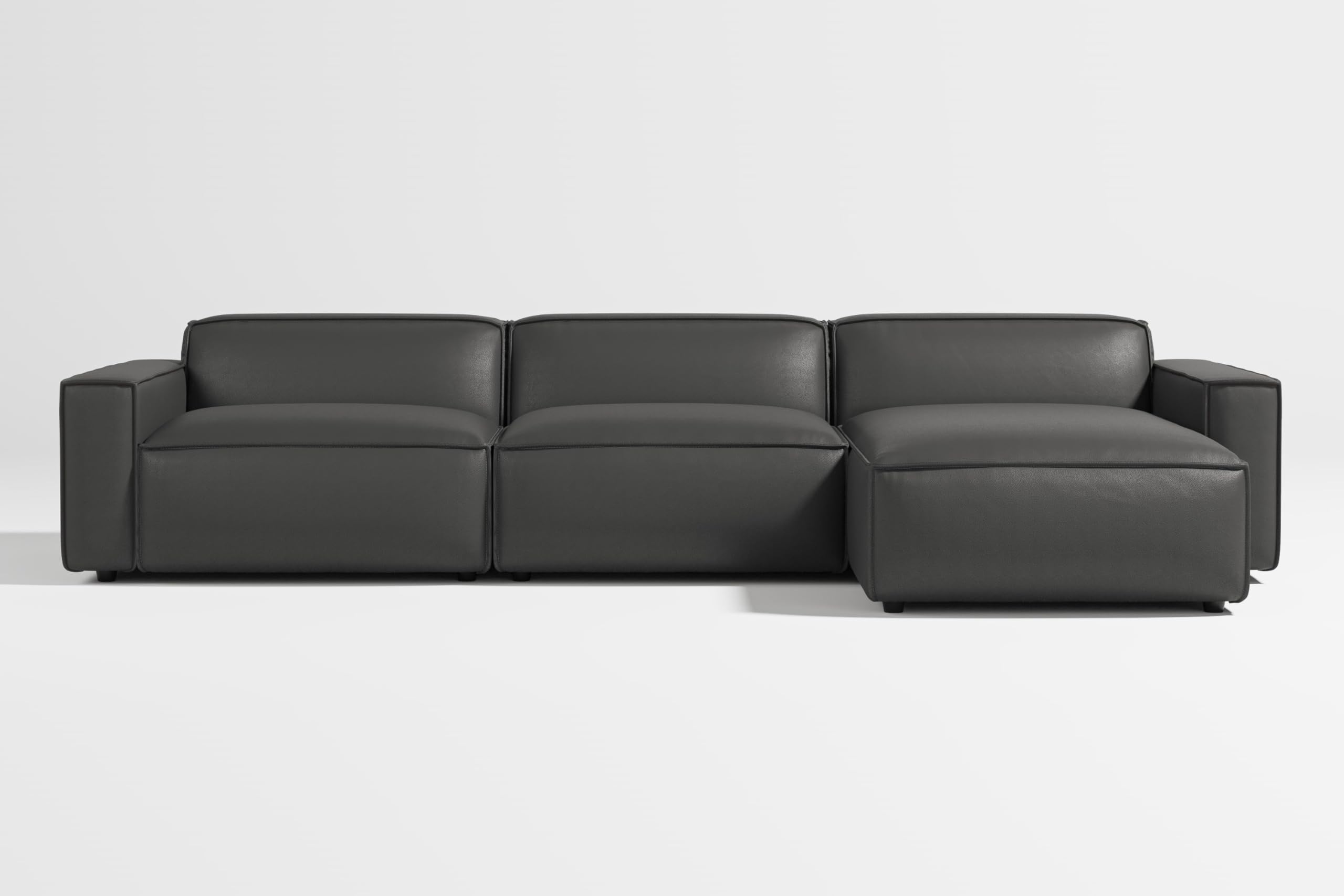 Nathan Napa Leather Couch - 3 Seats with Right Chaise Sectional