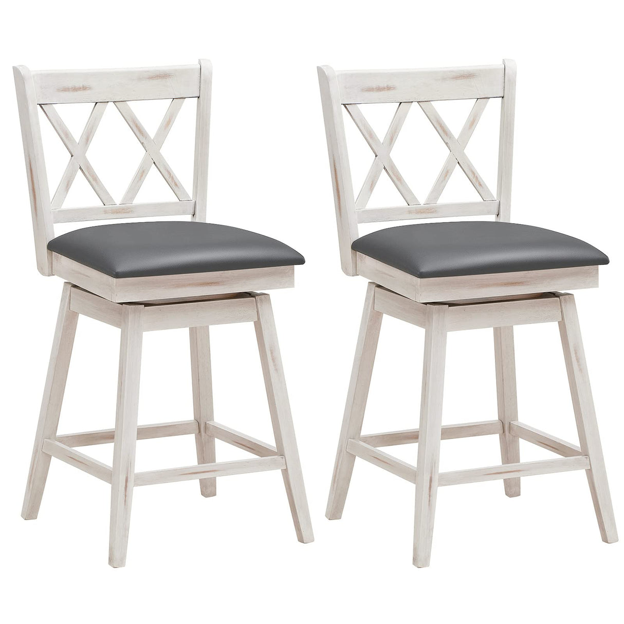 Bar Stool Set of 2, 360° Swivel Counter Height 25inch Bar Stool