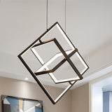 Modern Black LED Chandelier Dimmable LED Pendant Light Kitchen Island Square