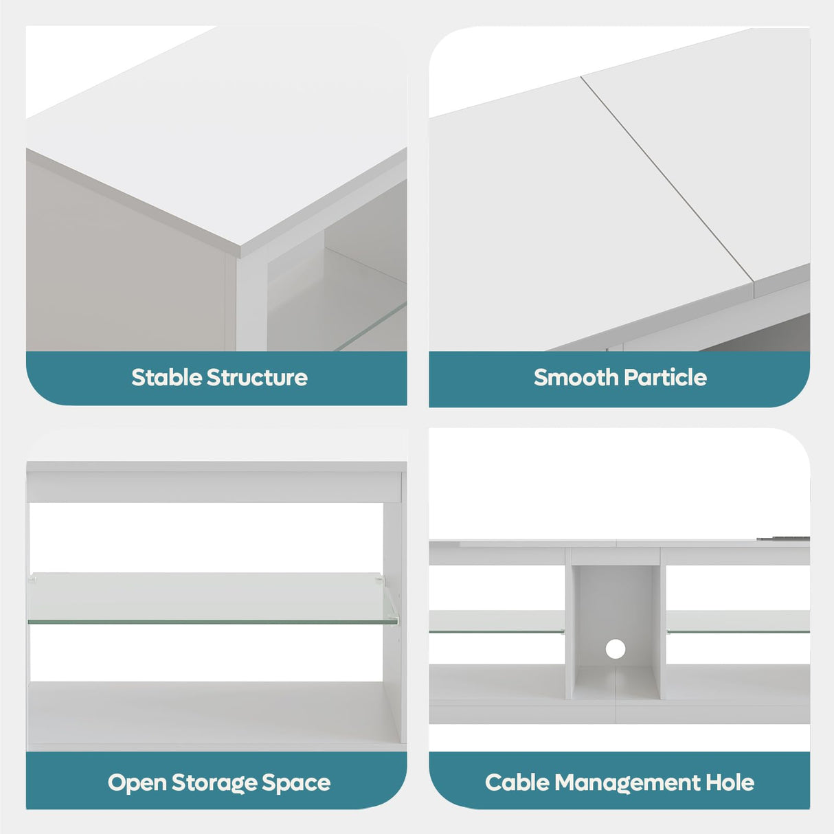 LED TV Stand for 55-65 Inch TVs with Power Outlets