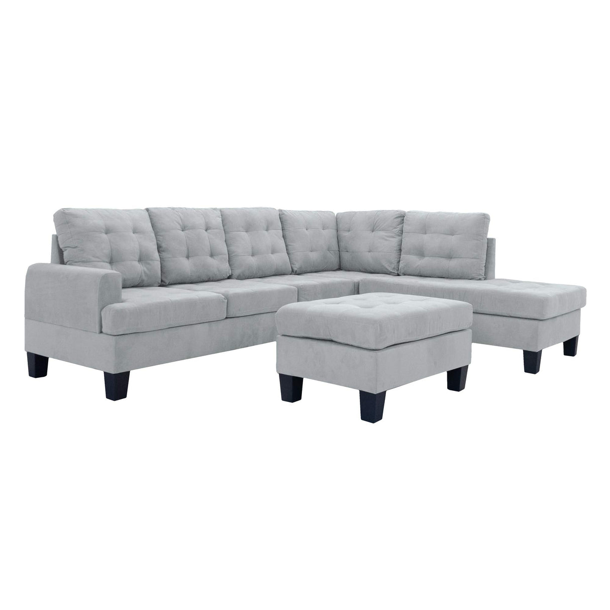 LLC 3 Piece Modern Reversible Sectional Sofa Couch with Chaise