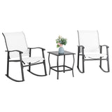 3 Piece Outdoor Rocking Bistro Set, Textilene Fabric Small Patio Furniture Set