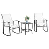 3 Piece Outdoor Rocking Bistro Set, Textilene Fabric Small Patio Furniture Set