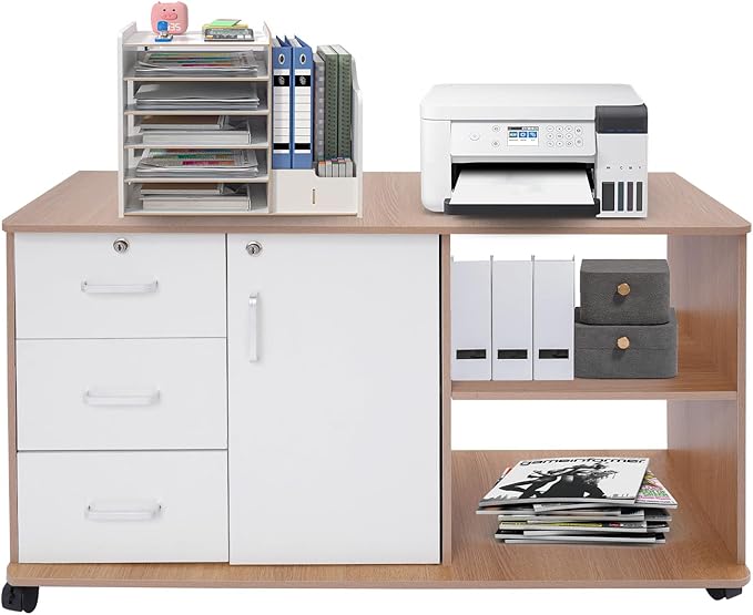 Mobile File Cabinets with Drawers and Lock,Floor Standing Lateral Filing Cabinet