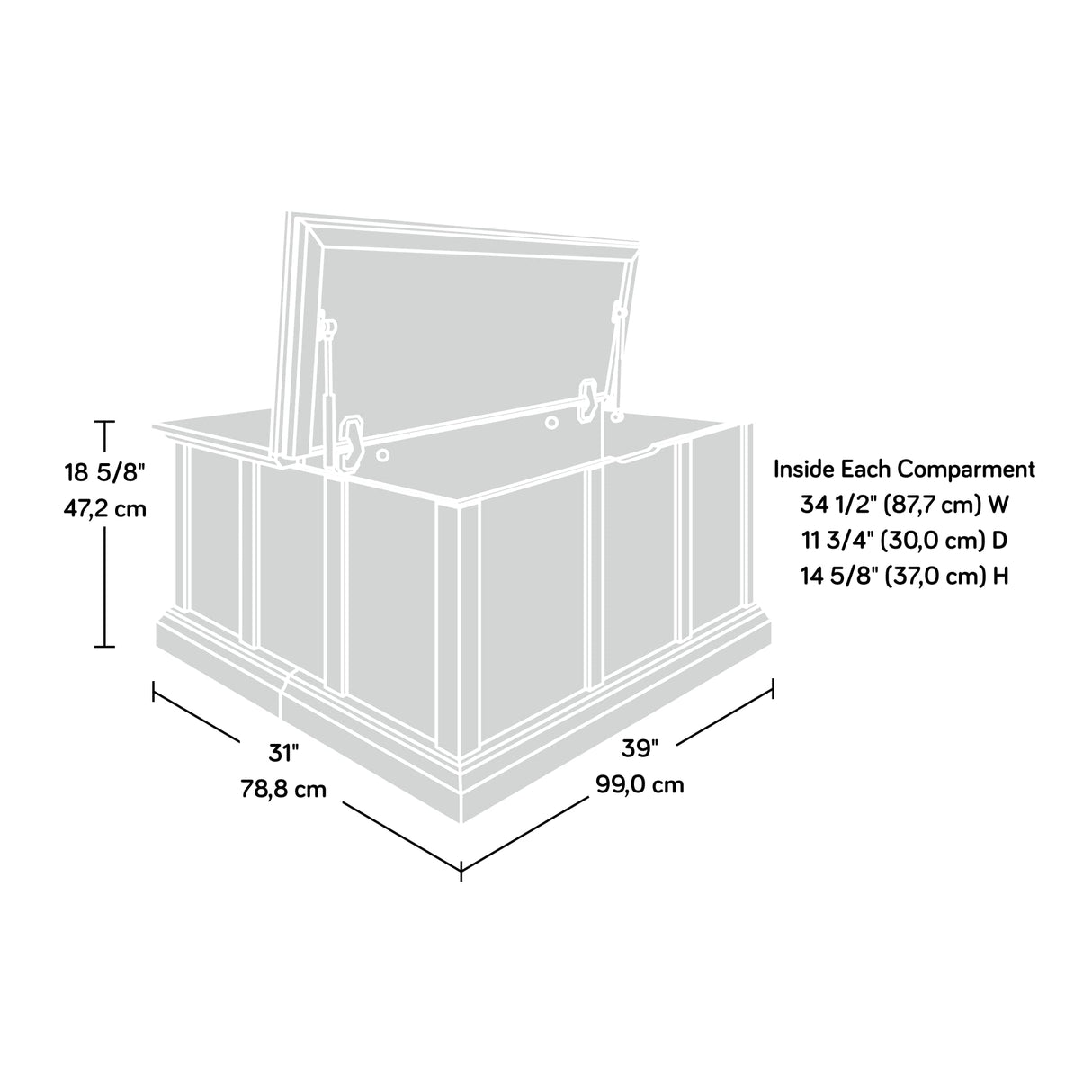 Cottage Road Modern Farmhouse Coffee Table, L: 38.98" x W: 31.02" x H: 18.58"