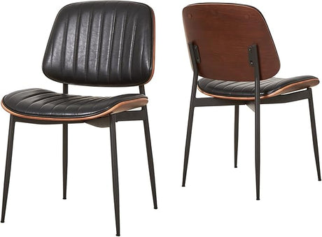 mid Century Modern Retro Faux Leather Dining Chairs Set of 2