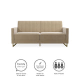 Skylar Coil Futon, Modern Sofa Bed and Couch, Ivory Velvet