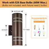 Housen Solutions Dusk to Dawn Outdoor Light Fixture 2 Pack, Aluminum IP65 Waterproof Porch Up Down Lighting, Oil Rubbed Bronze Exterior Wall Sconce for Garage Patio