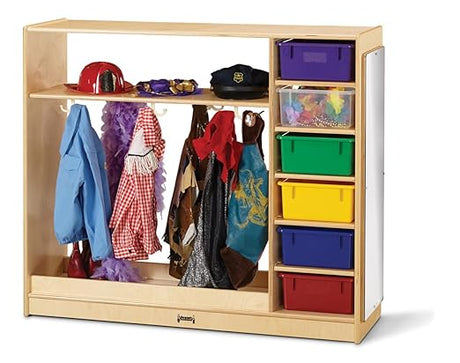 0909JC Dress-Up Storage with Assorted Colored Bins - Kids Storage Organizer for Costumes or Coats