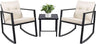 3 Piece Rocking Bistro Set Wicker Patio Outdoor Furniture Porch Chairs Conversation Sets