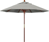 9' Rd. Wooden Market Umbrella, Push Open Pin Stop ,