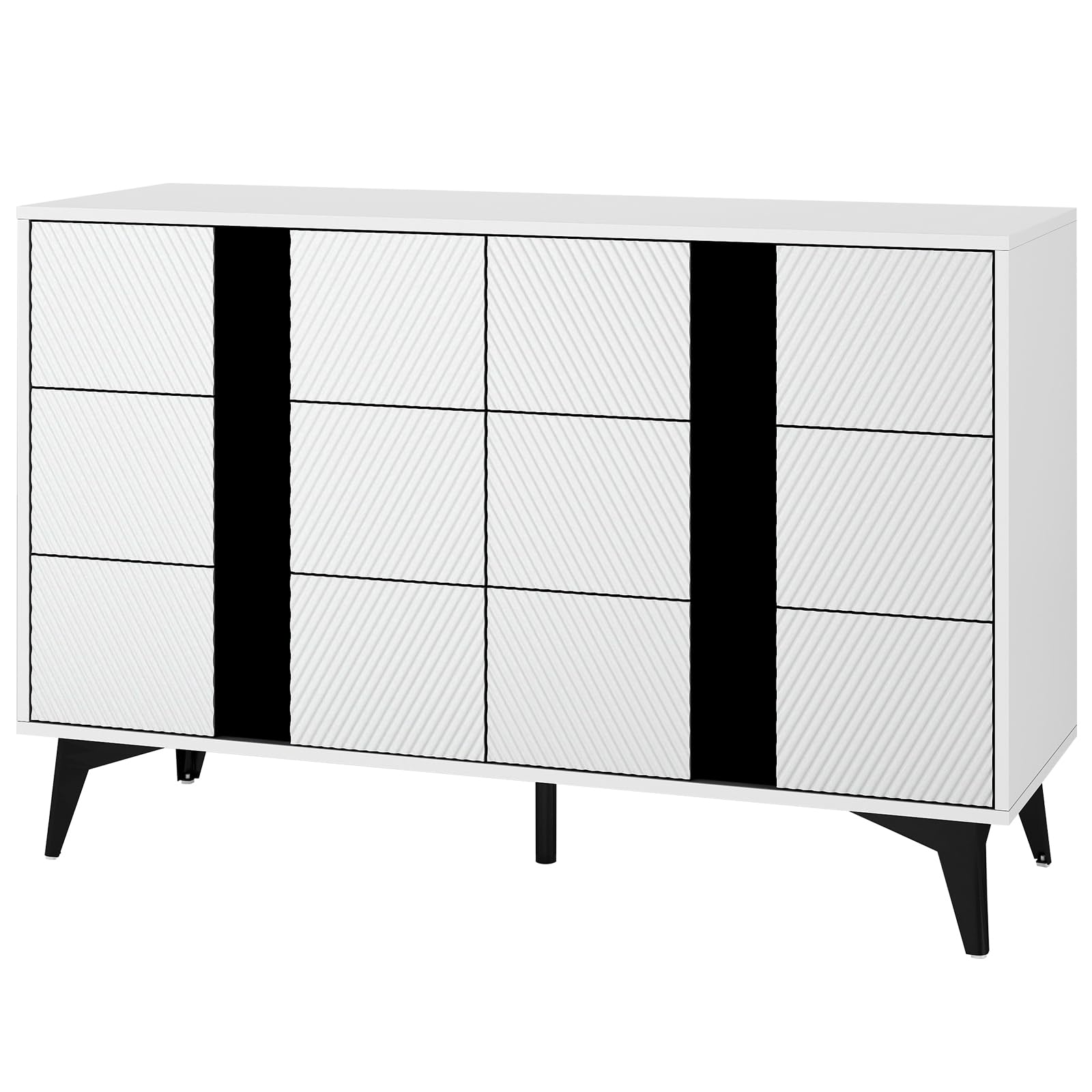 White 6 Drawer Dresser for Bedroom, Modern Double Chest Dresser