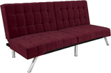 Emily 71 Inch Futon Sofa Bed, Armless Upholstered Couch Sleeper with Tufted Back and Seat